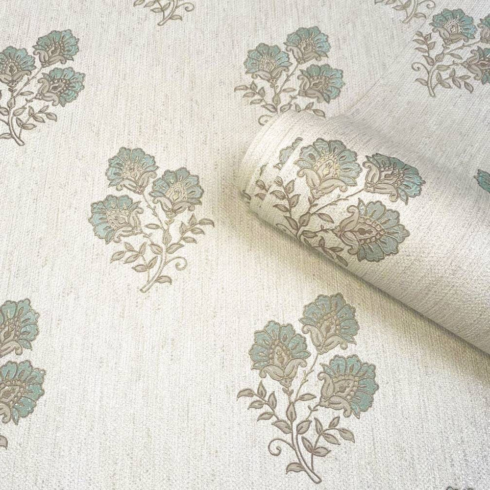 Belgravia Carlotta Green Floral Motif Wallpaper - 9030