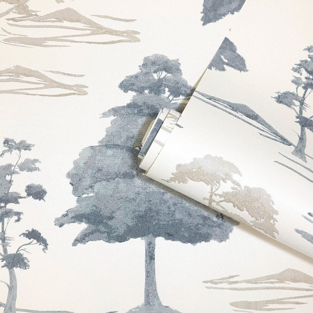 Belgravia Carlotta Tree Blue Wallpaper - 9036