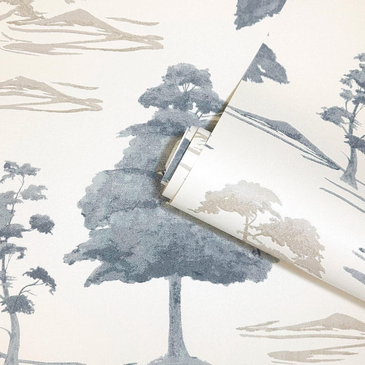 Belgravia Carlotta Tree Blue Wallpaper - 9036