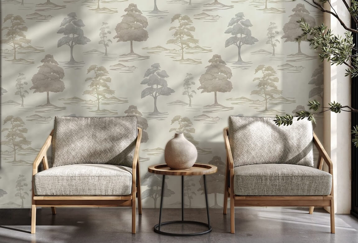 Belgravia Carlotta Tree Cream Wallpaper  living room - 9035