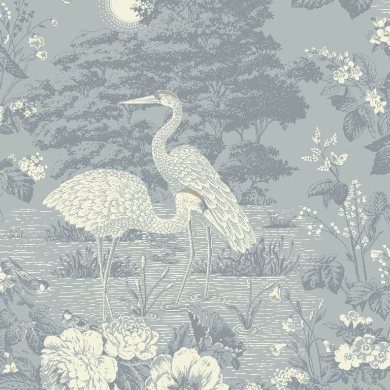Belgravia Izumi Crane Blue Wallpaper - 742