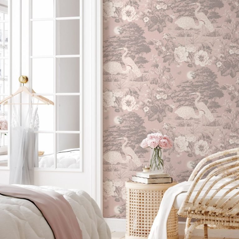 Belgravia Izumi Crane Pink Wallpaper - 741