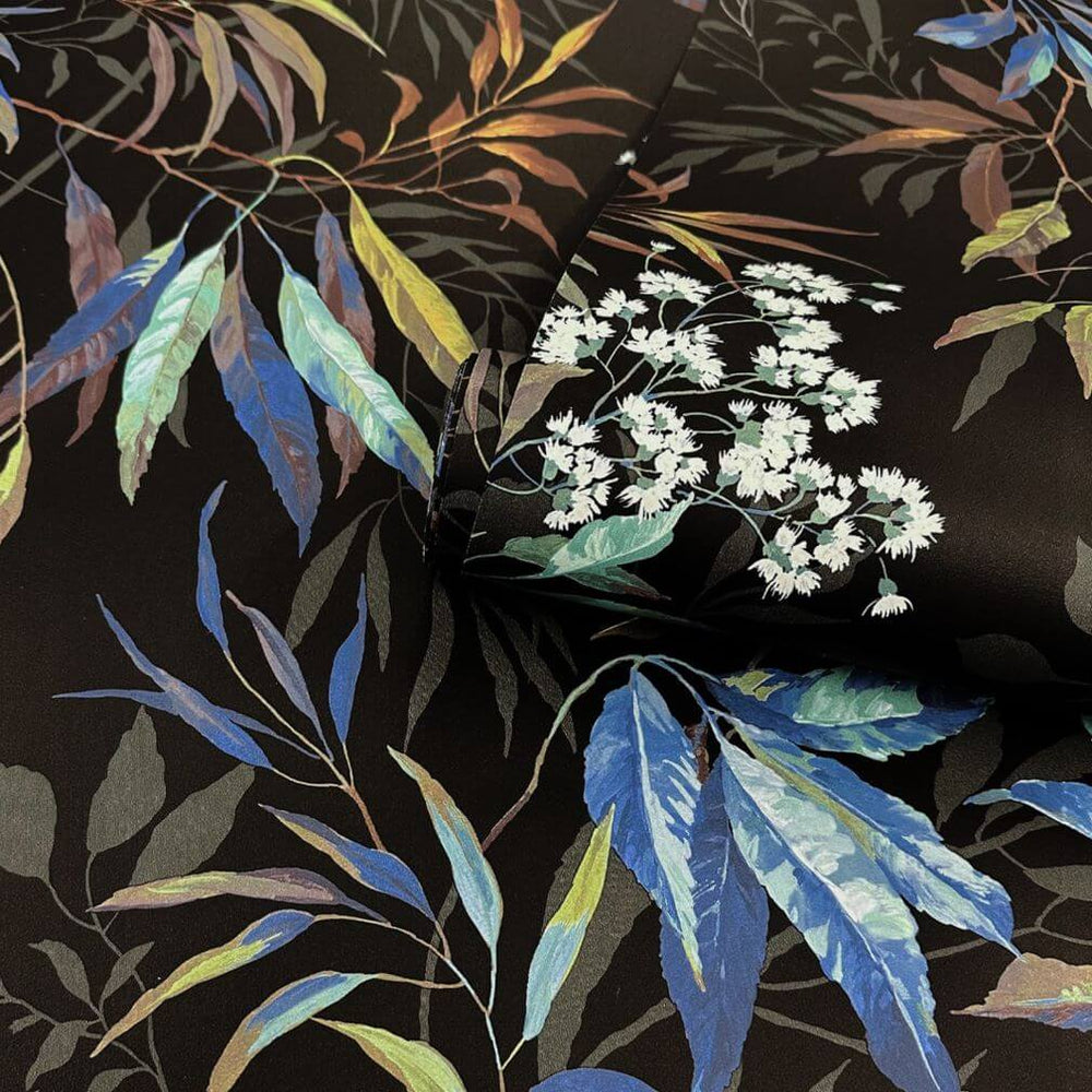 Belgravia Kanata Cobalt Blue Black Wallpaper - 2338