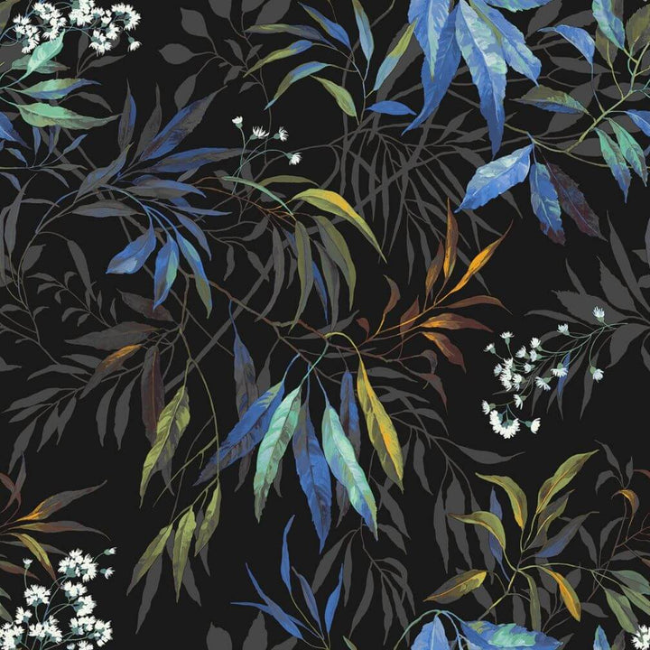 Belgravia Kanata Cobalt Blue Black Wallpaper - 2338