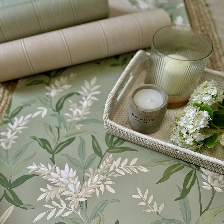 Belgravia Olivia Floral Sage Green Wallpaper - 5907