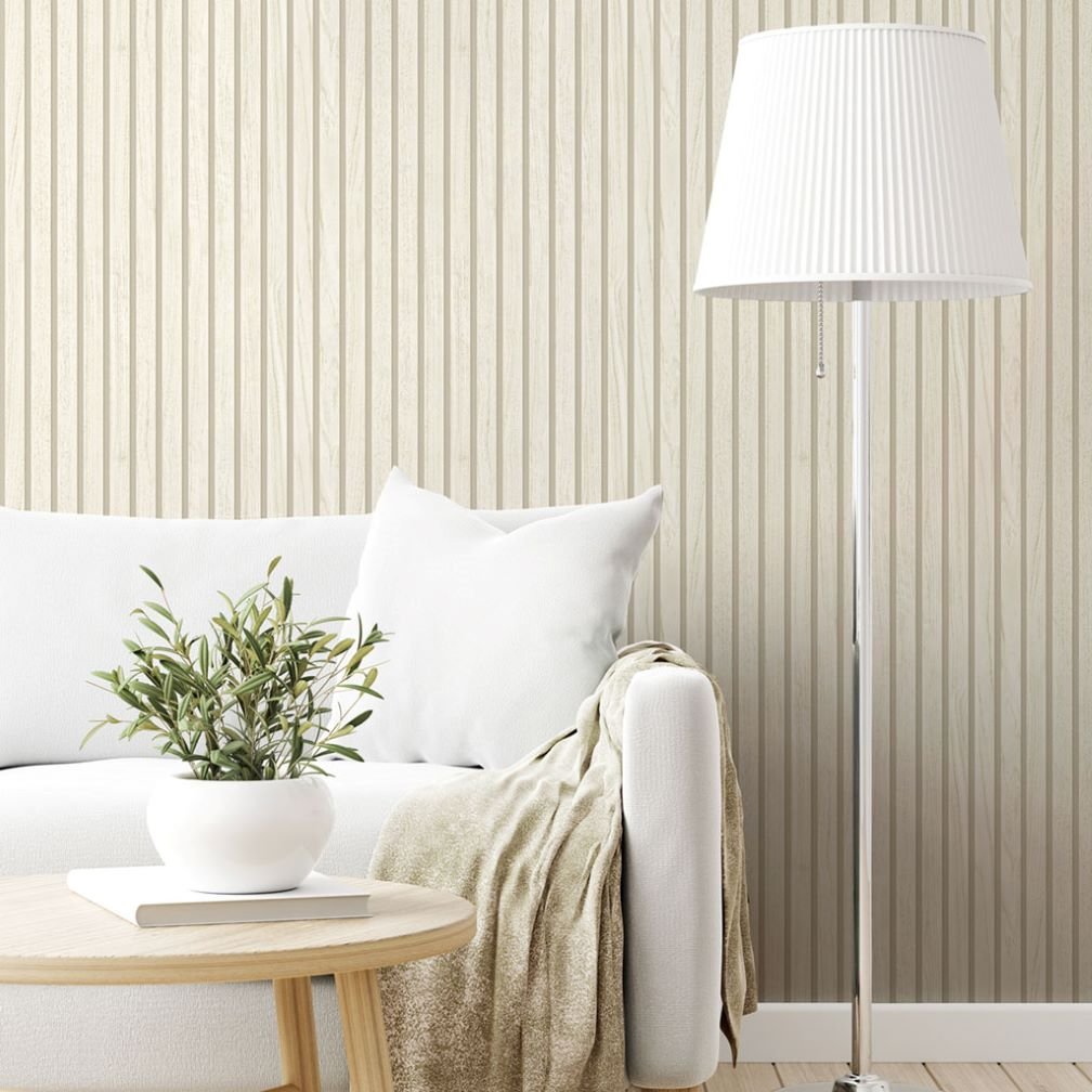 Belgravia Panacea Wood Slats Cream Wallpaper - 1159