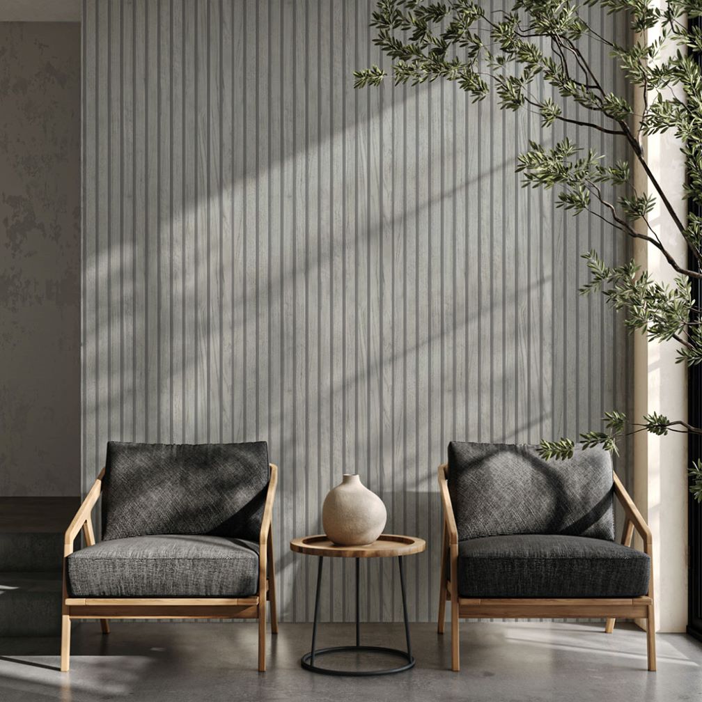 Belgravia Panacea Wood Slats Grey Wallpaper - 1161