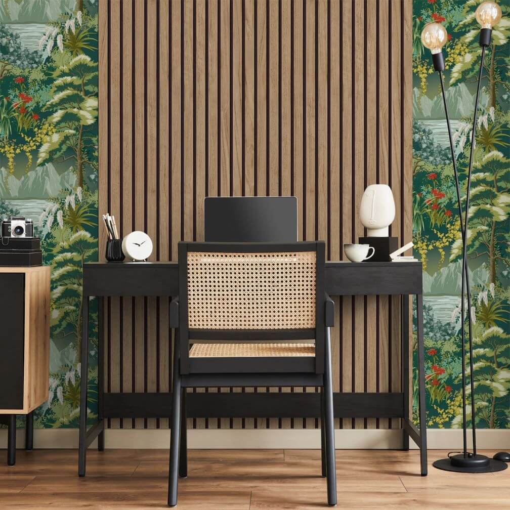 Belgravia Panacea Wood Slats Walnut Wallpaper - 1157