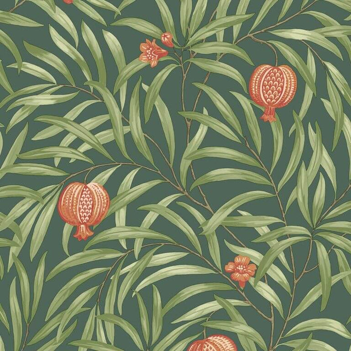 Belgravia Pomegranate Green / Orange Wallpaper - 9613