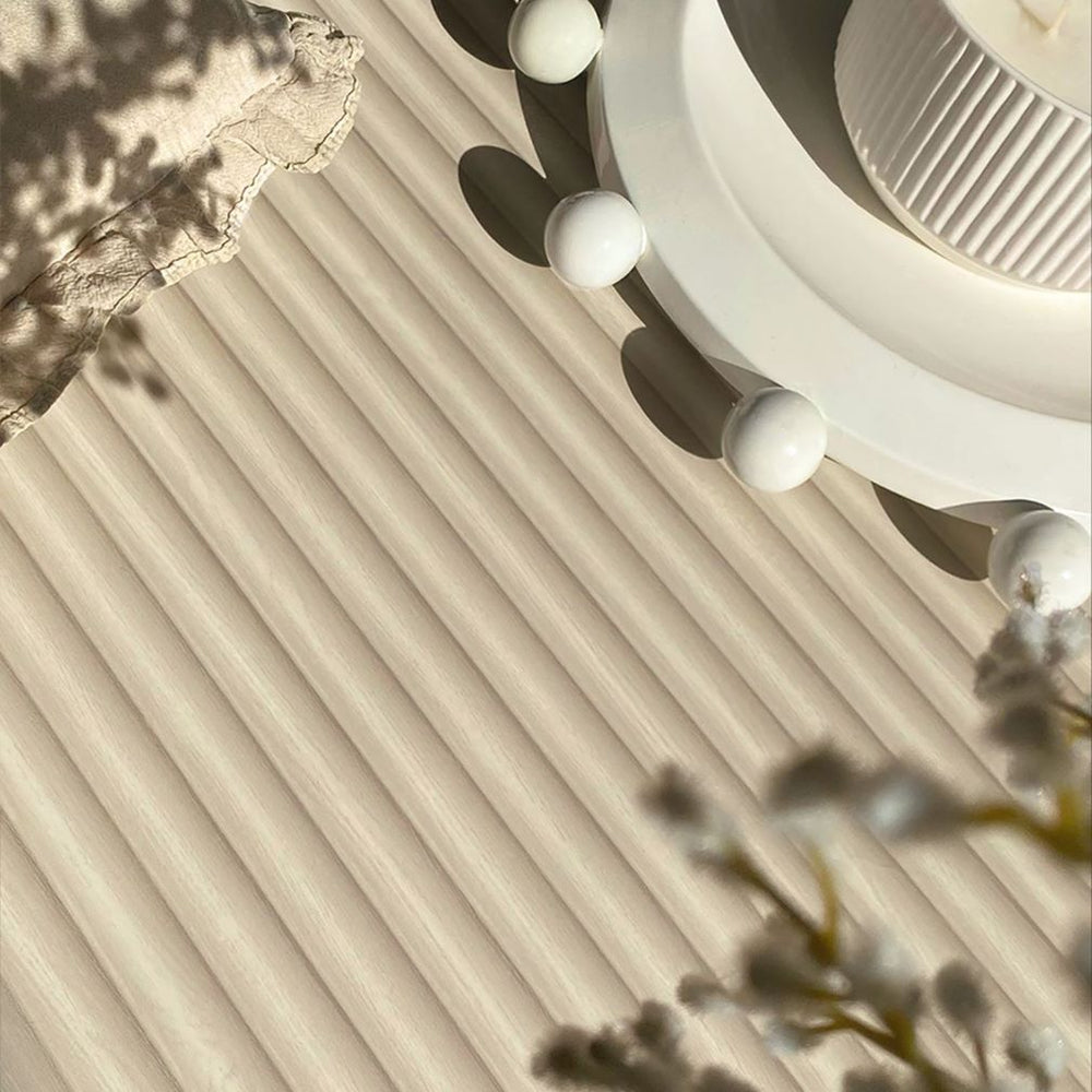 Belgravia Ribbed Wood Cream Wallpaper -