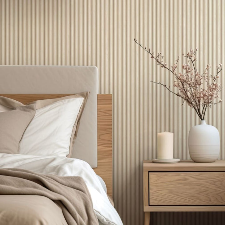 Belgravia Ribbed Wood Cream Wallpaper -