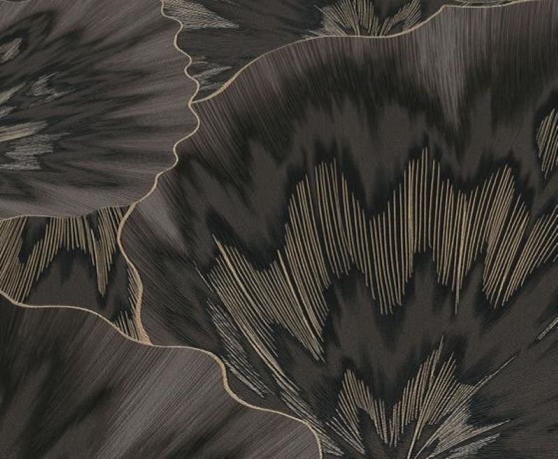 Bliss Floral Black & Gold Wallpaper by Erismann - 10402 - 15