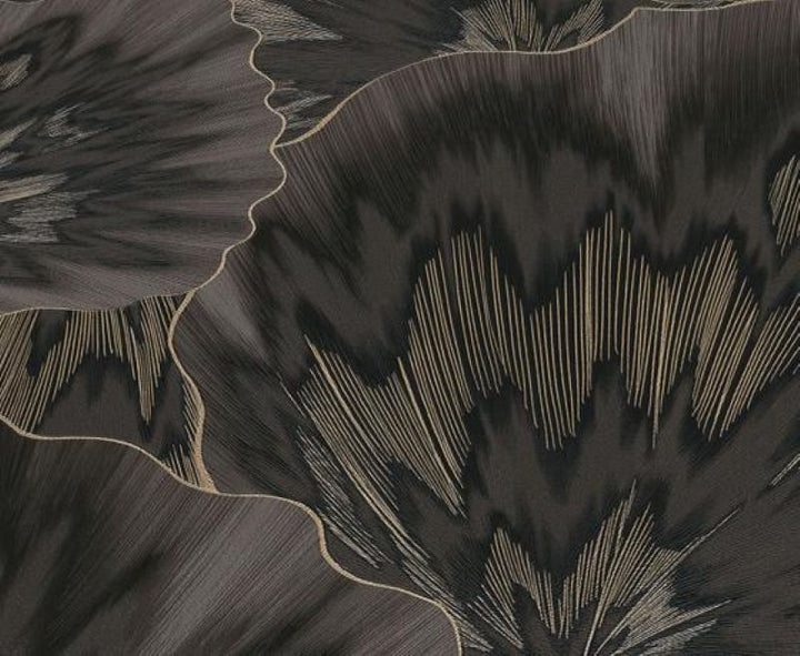 Bliss Floral Black & Gold Wallpaper by Erismann - 10402 - 15