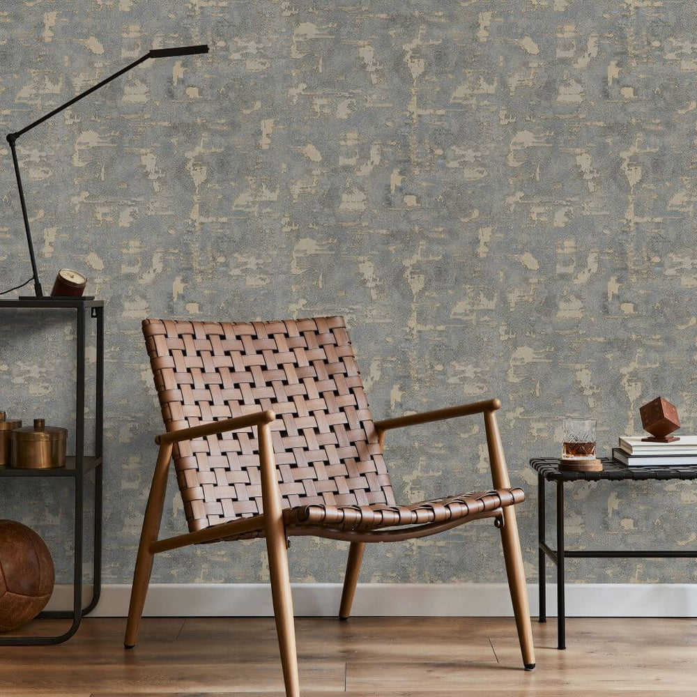 Boutique Ornamental Texture Steel/Gold Wallpaper - 128799