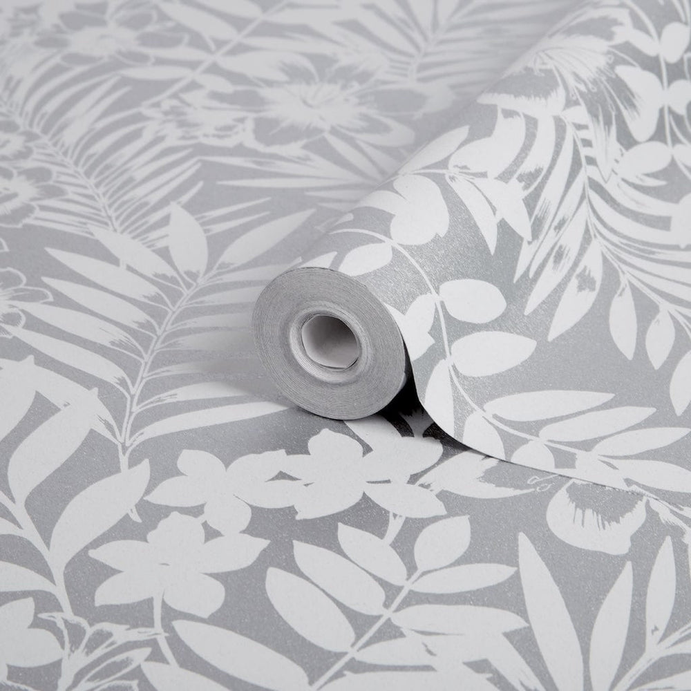  - Boutique Palm Springs Silver Wallpaper - 105140 - Decor Warehouse