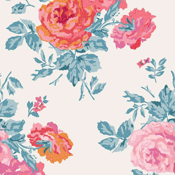  - Cath Kidston Archive Rose Blue & Pink Wallpaper - 125495 - Decor Warehouse