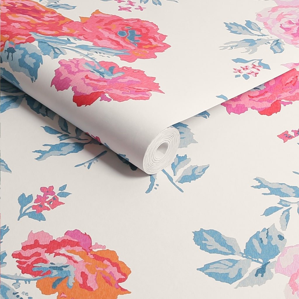 - Cath Kidston Archive Rose Blue & Pink Wallpaper - 125495 - Decor Warehouse
