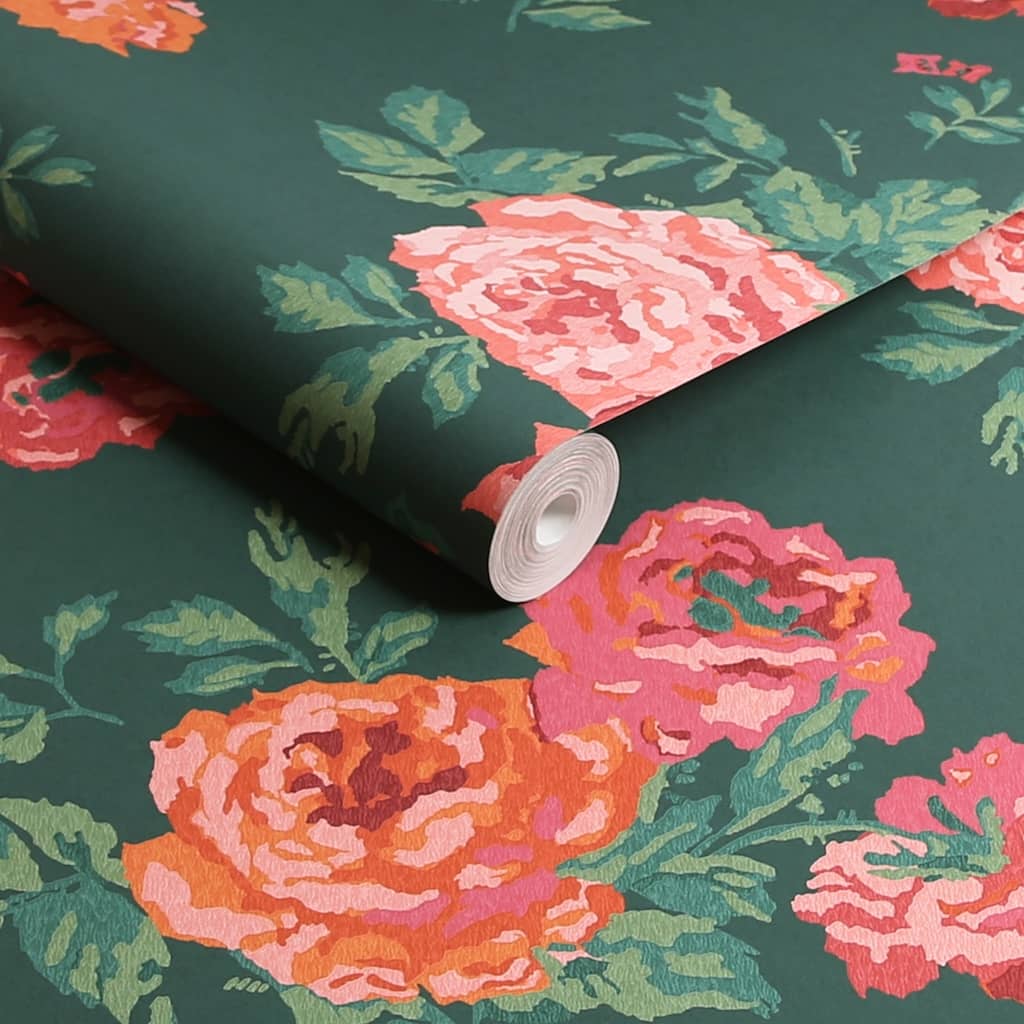 - Cath Kidston Archive Rose Green Wallpaper - 125496 - Decor Warehouse