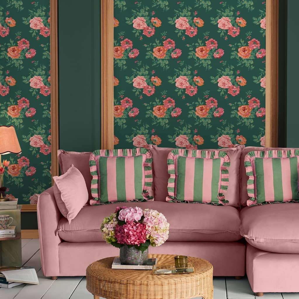 - Cath Kidston Archive Rose Green Wallpaper - 125496 - Decor Warehouse