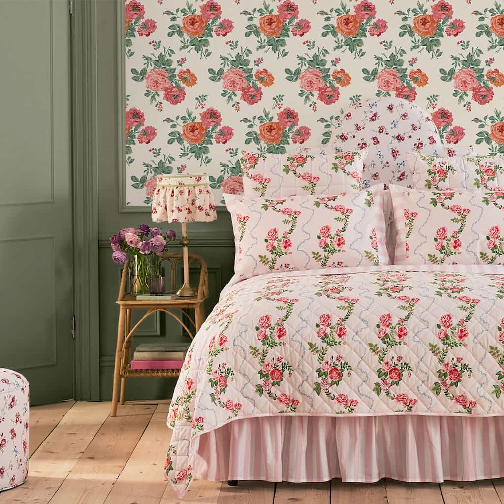 - Cath Kidston Archive Rose Pink Blooms Wallpaper - 125494 - Decor Warehouse