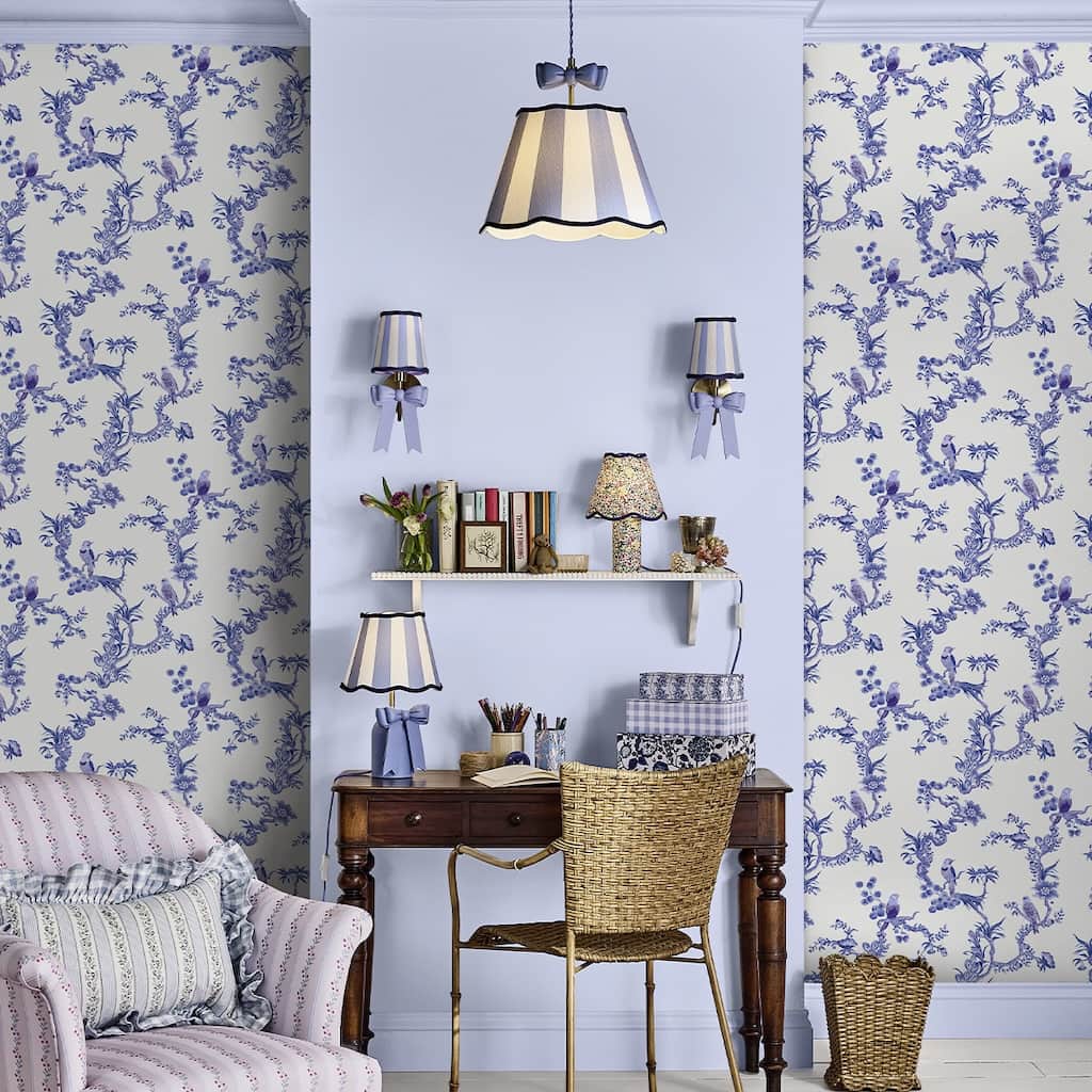  - Cath Kidston Birds & Berries Blue Wallpaper - 131425 - Decor Warehouse