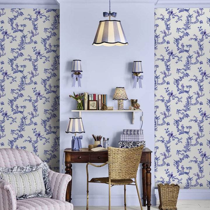  - Cath Kidston Birds & Berries Blue Wallpaper - 131425 - Decor Warehouse