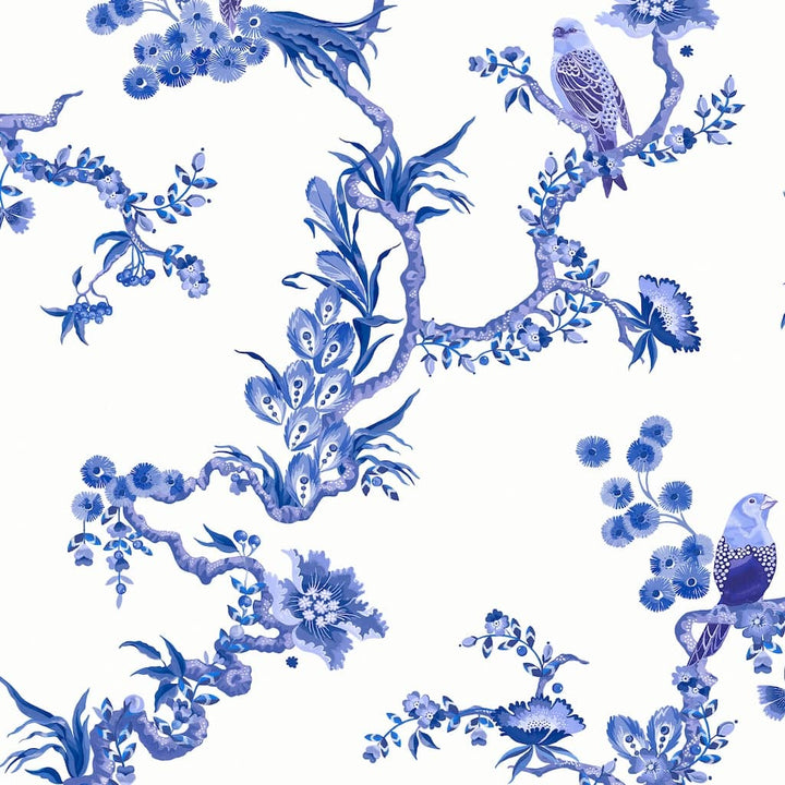  - Cath Kidston Birds & Berries Blue Wallpaper - 131425 - Decor Warehouse