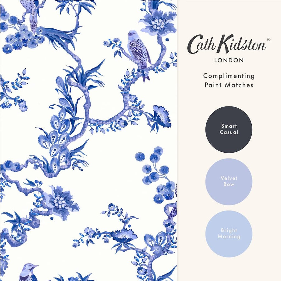 131425 - Cath Kidston Wallpaper - Cath Kidston Birds & Berries Blue Wallpaper - Decor Warehouse