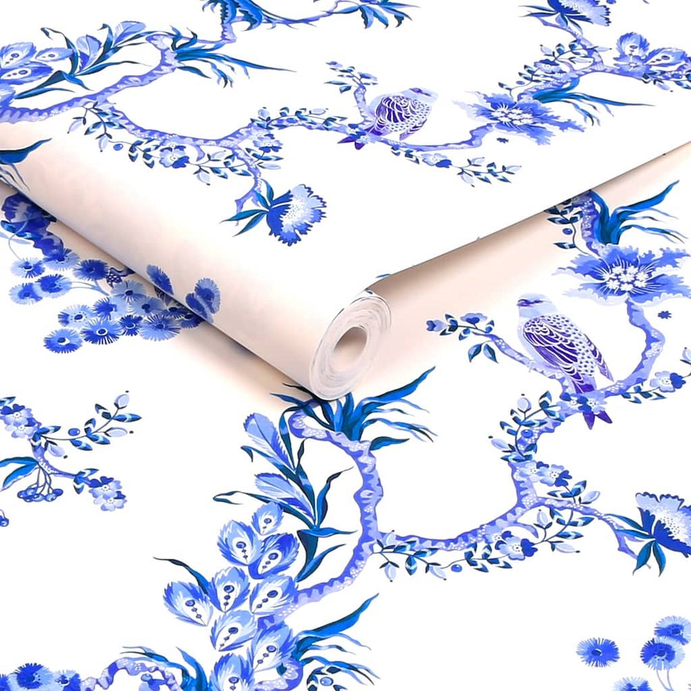 131425 - Cath Kidston Wallpaper - Cath Kidston Birds & Berries Blue Wallpaper - Decor Warehouse