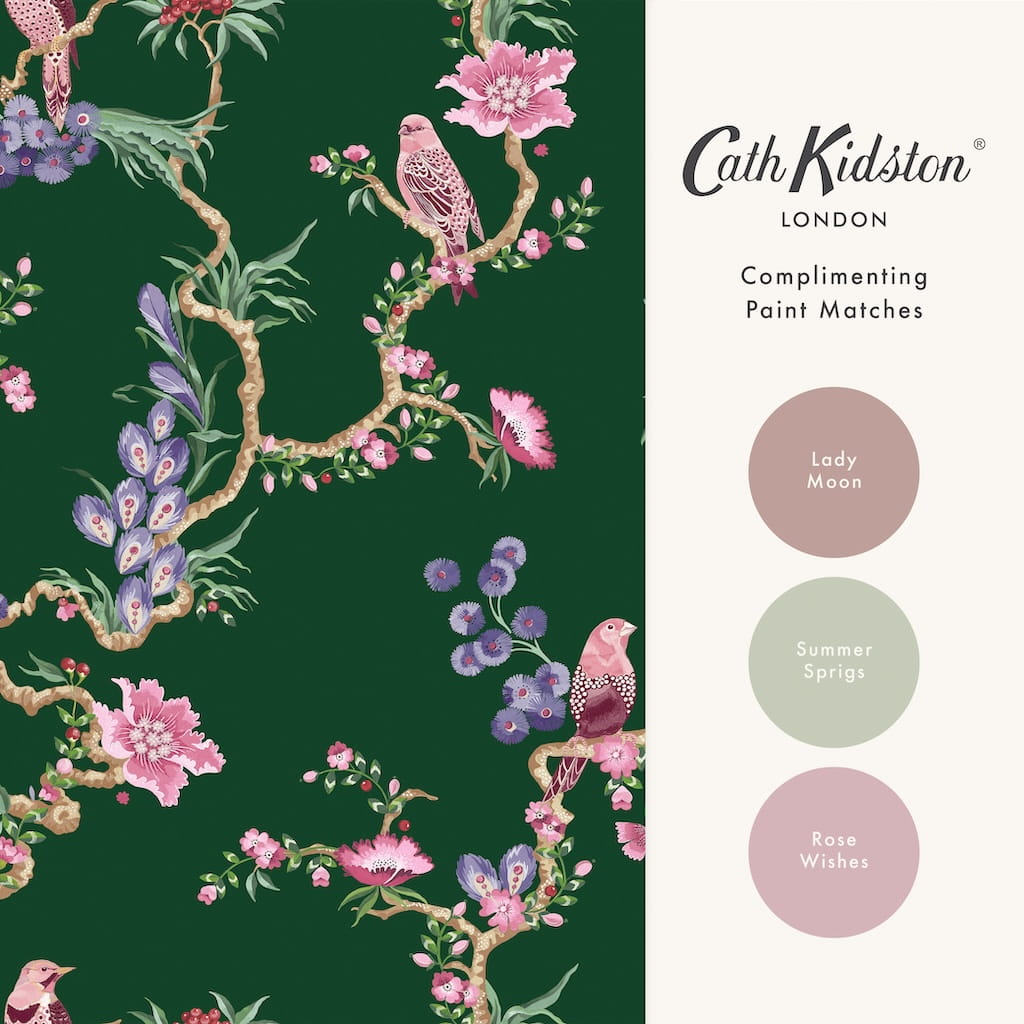  - Cath Kidston Birds & Berries Emerald Wallpaper - 131428 - Decor Warehouse