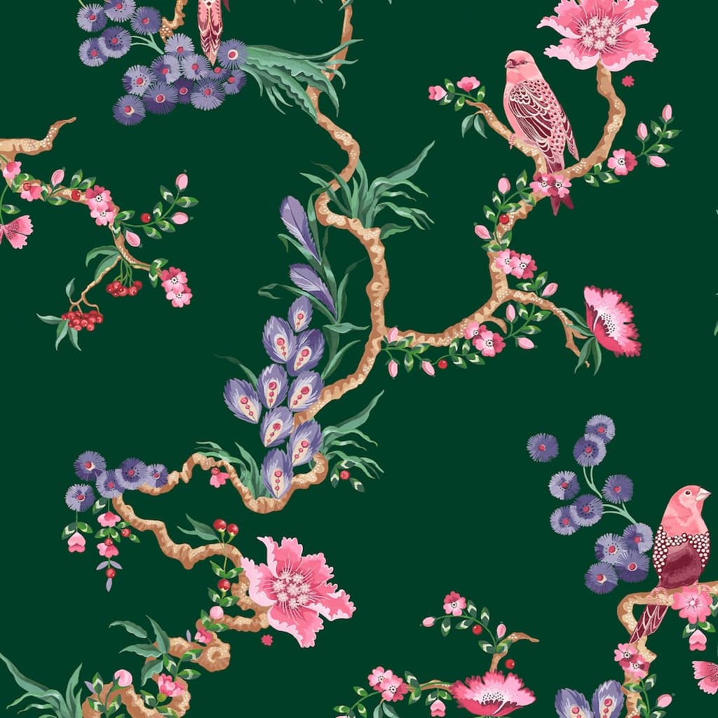  - Cath Kidston Birds & Berries Emerald Wallpaper - 131428 - Decor Warehouse