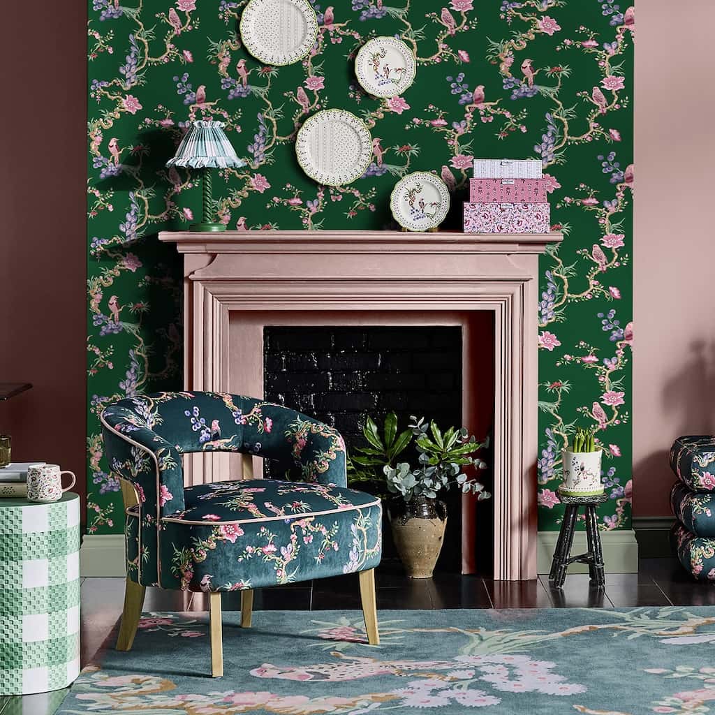  - Cath Kidston Birds & Berries Emerald Wallpaper - 131428 - Decor Warehouse