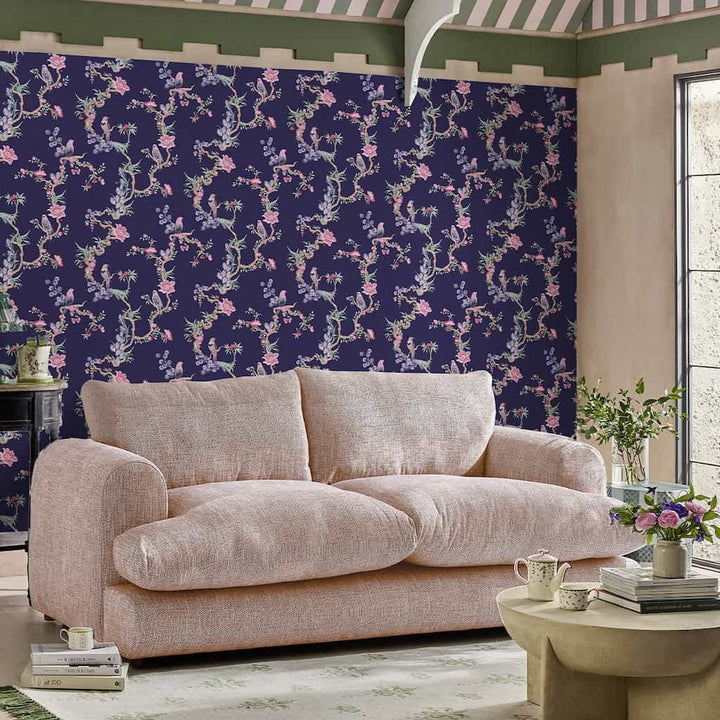  - Cath Kidston Birds & Berries Navy Wallpaper - 131427 - Decor Warehouse