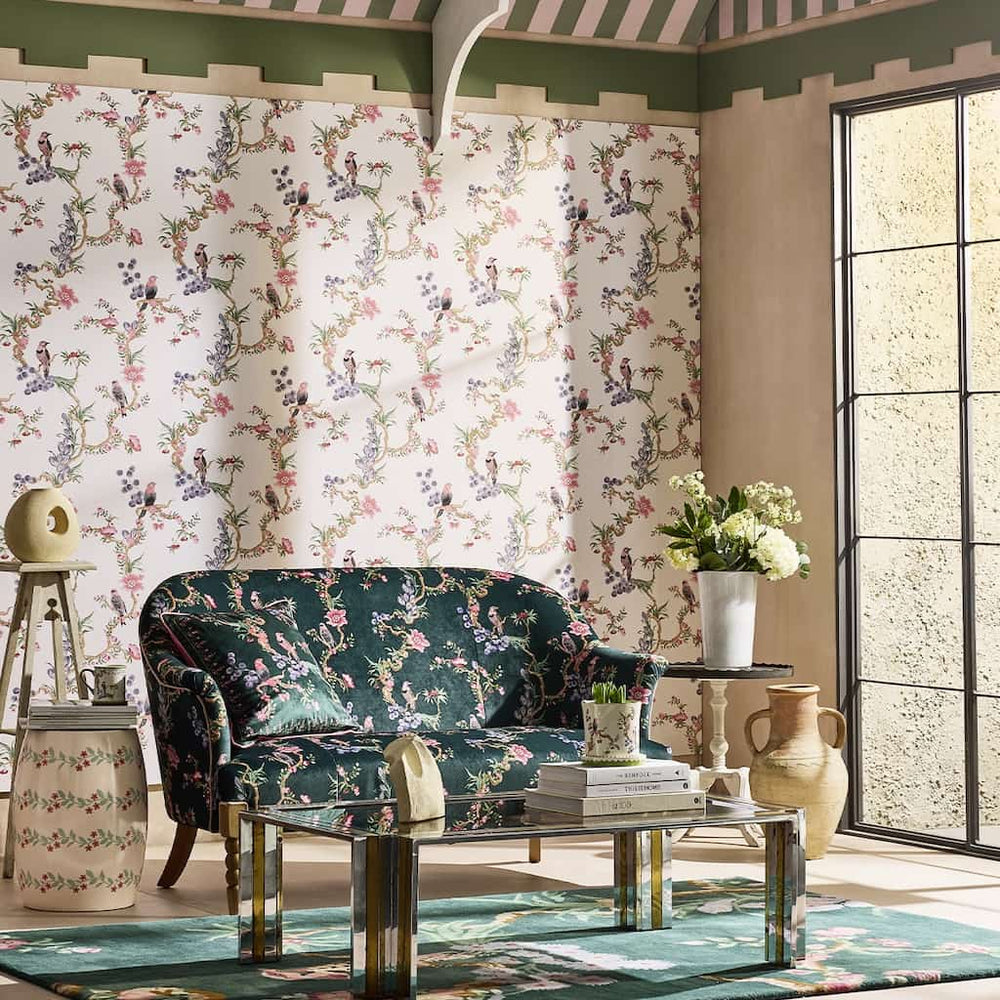 131429 - Cath Kidston Wallpaper - Cath Kidston Birds & Berries Spring Wallpaper - Decor Warehouse