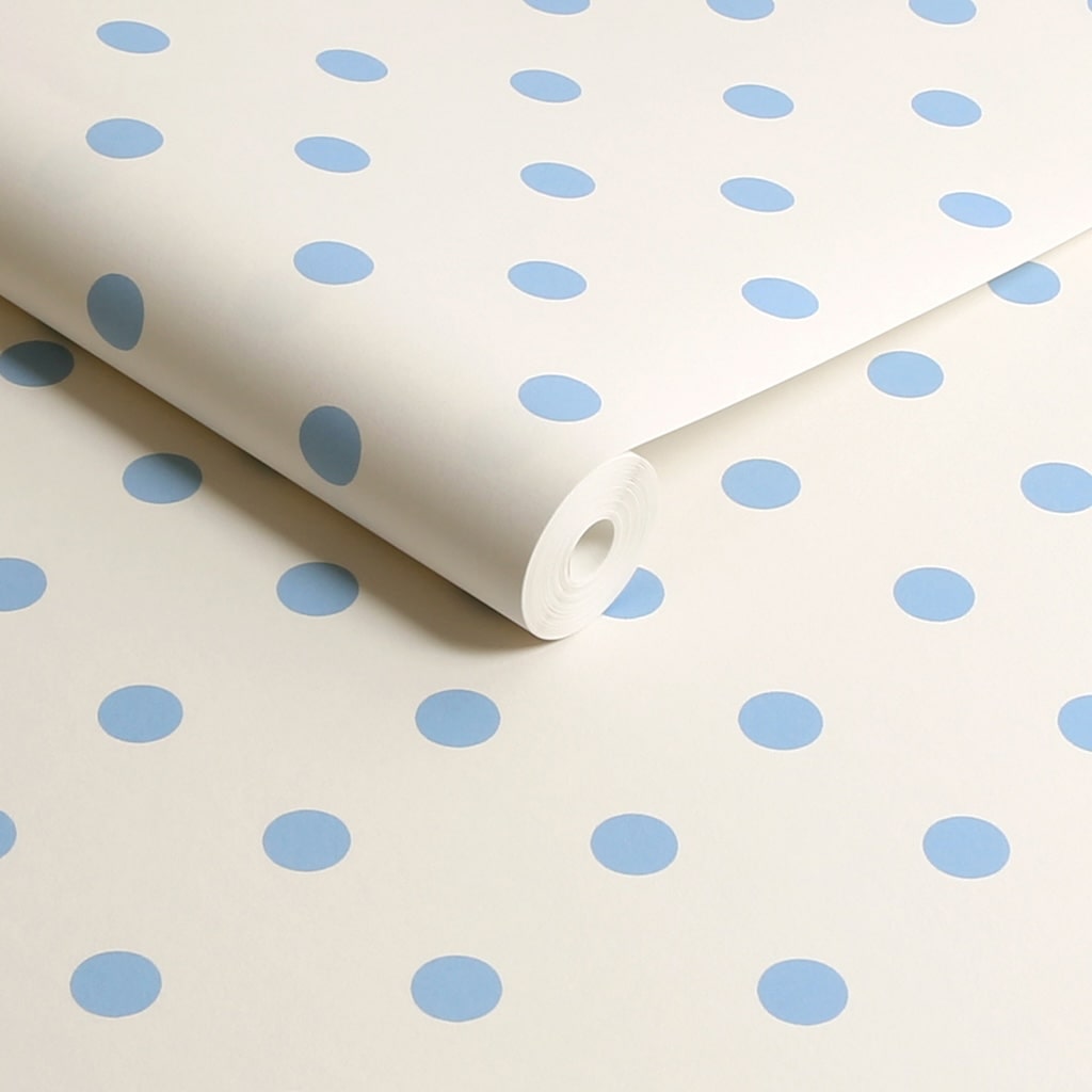 - Cath Kidston Button Spot Blue Wallpaper - 125522 - Decor Warehouse