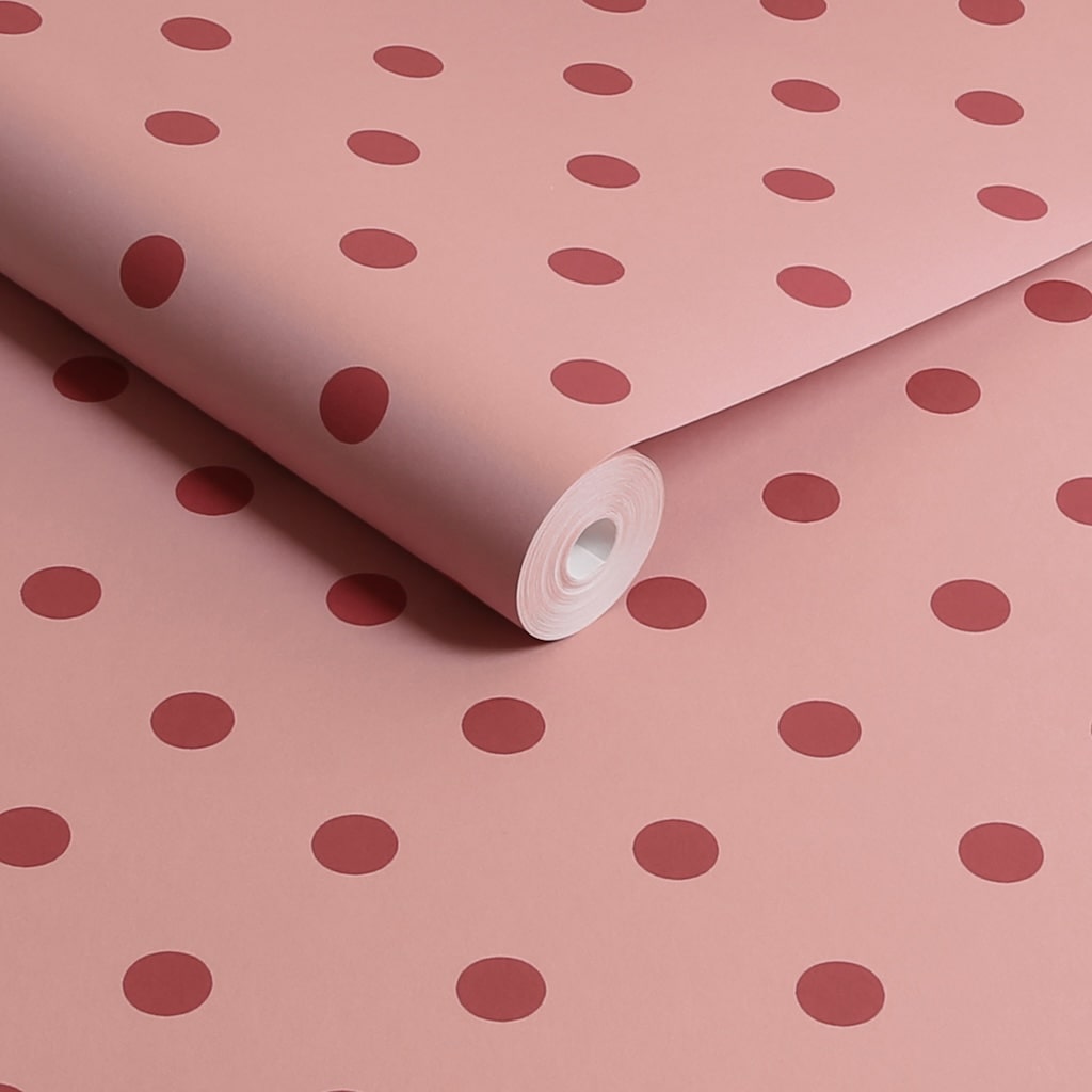 - Cath Kidston Button Spot Pink & Red Wallpaper - 125521 - Decor Warehouse