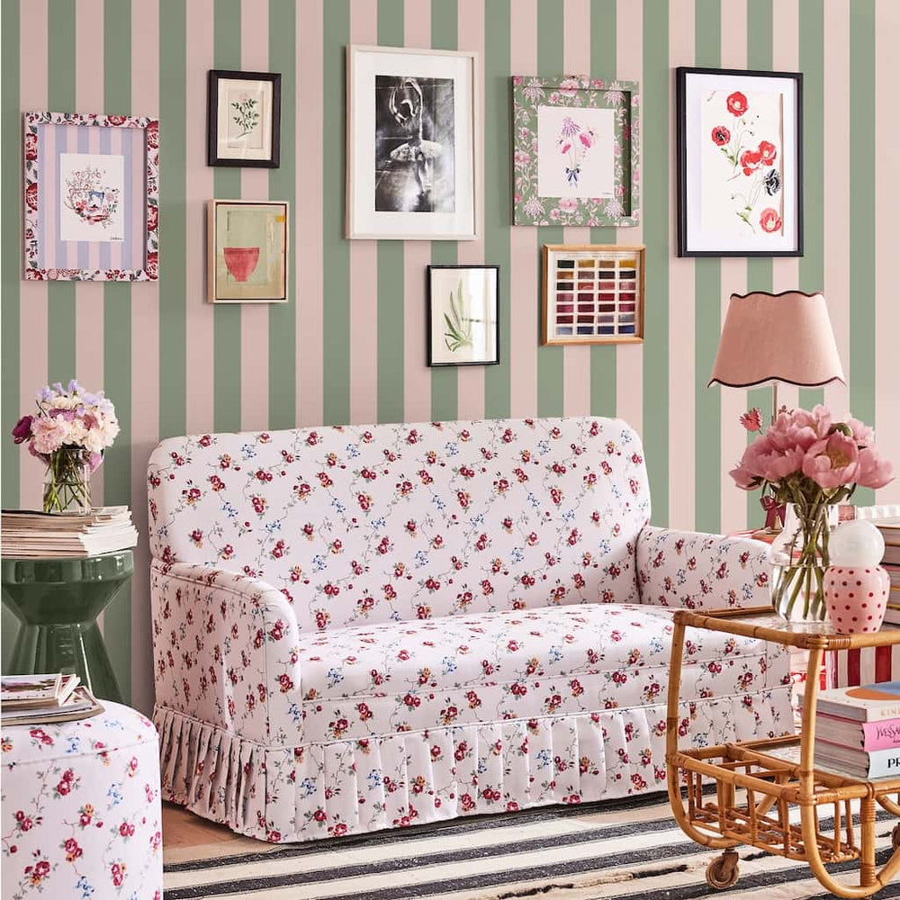  - Cath Kidston Canopy Stripe Green & Pink Wallpaper - 125518 - Decor Warehouse