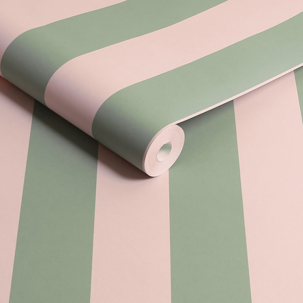 - Cath Kidston Canopy Stripe Green & Pink Wallpaper - 125518 - Decor Warehouse