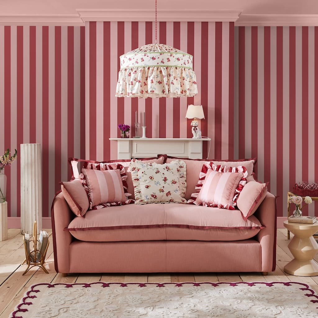 - Cath Kidston Canopy Stripe Pink & Red Wallpaper - 125519 - Decor Warehouse