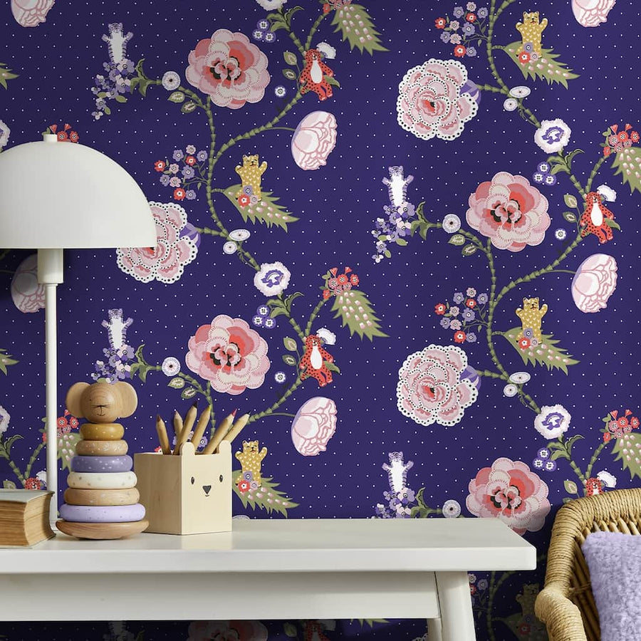  - Cath Kidston Catnip Navy Wallpaper - 131434 - Decor Warehouse