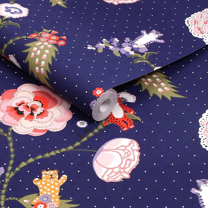 131434 - Cath Kidston Wallpaper - Cath Kidston Catnip Navy Wallpaper - Decor Warehouse