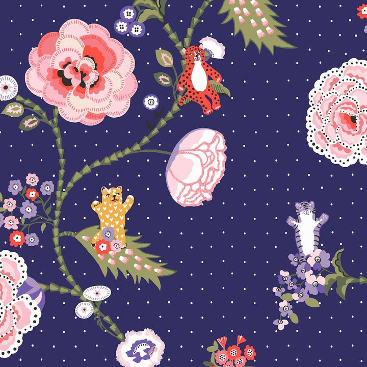 131434 - Cath Kidston Wallpaper - Cath Kidston Catnip Navy Wallpaper - Decor Warehouse