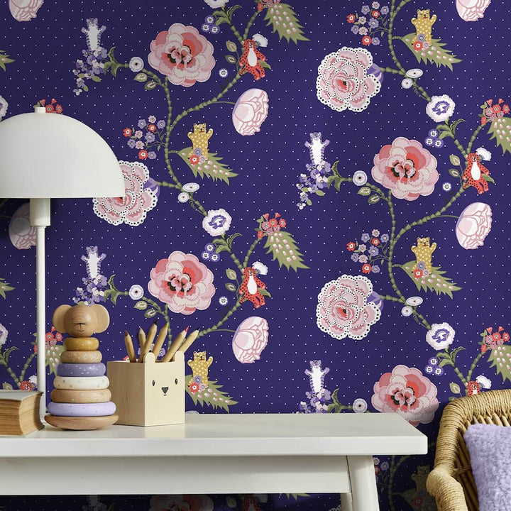 131434 - Cath Kidston Wallpaper - Cath Kidston Catnip Navy Wallpaper - Decor Warehouse
