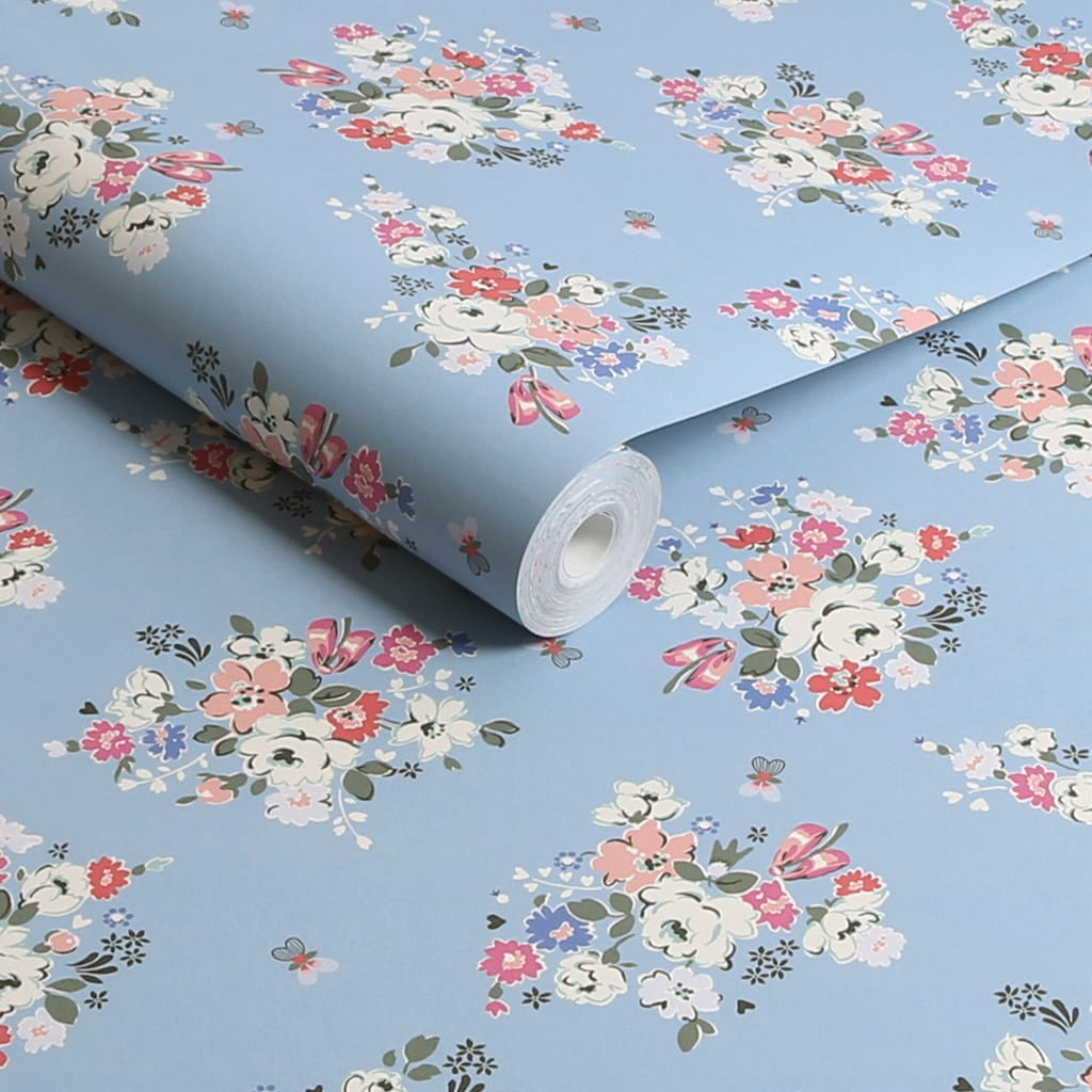 - Cath Kidston Clifton Floral Blue Wallpaper - 125507 - Decor Warehouse