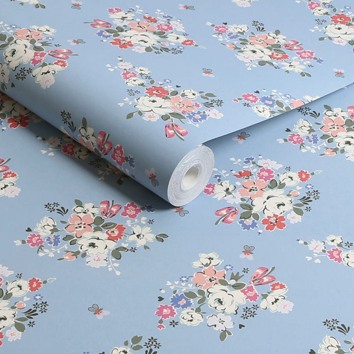  - Cath Kidston Clifton Floral Blue Wallpaper - 125507 - Decor Warehouse