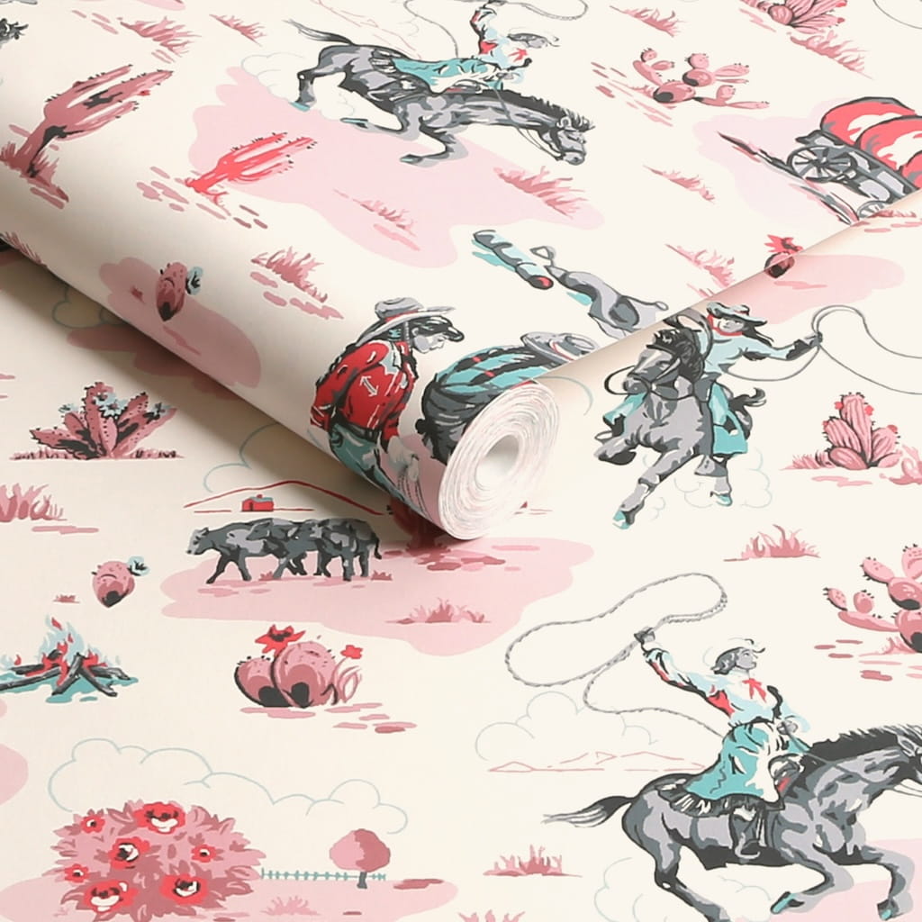 - Cath Kidston Cowgirls Pink Wallpaper - 125534 - Decor Warehouse