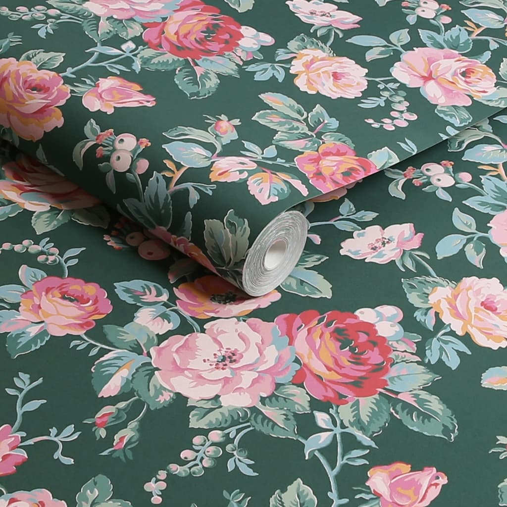 - Cath Kidston Garden Rose Green Wallpaper - 125502 - Decor Warehouse