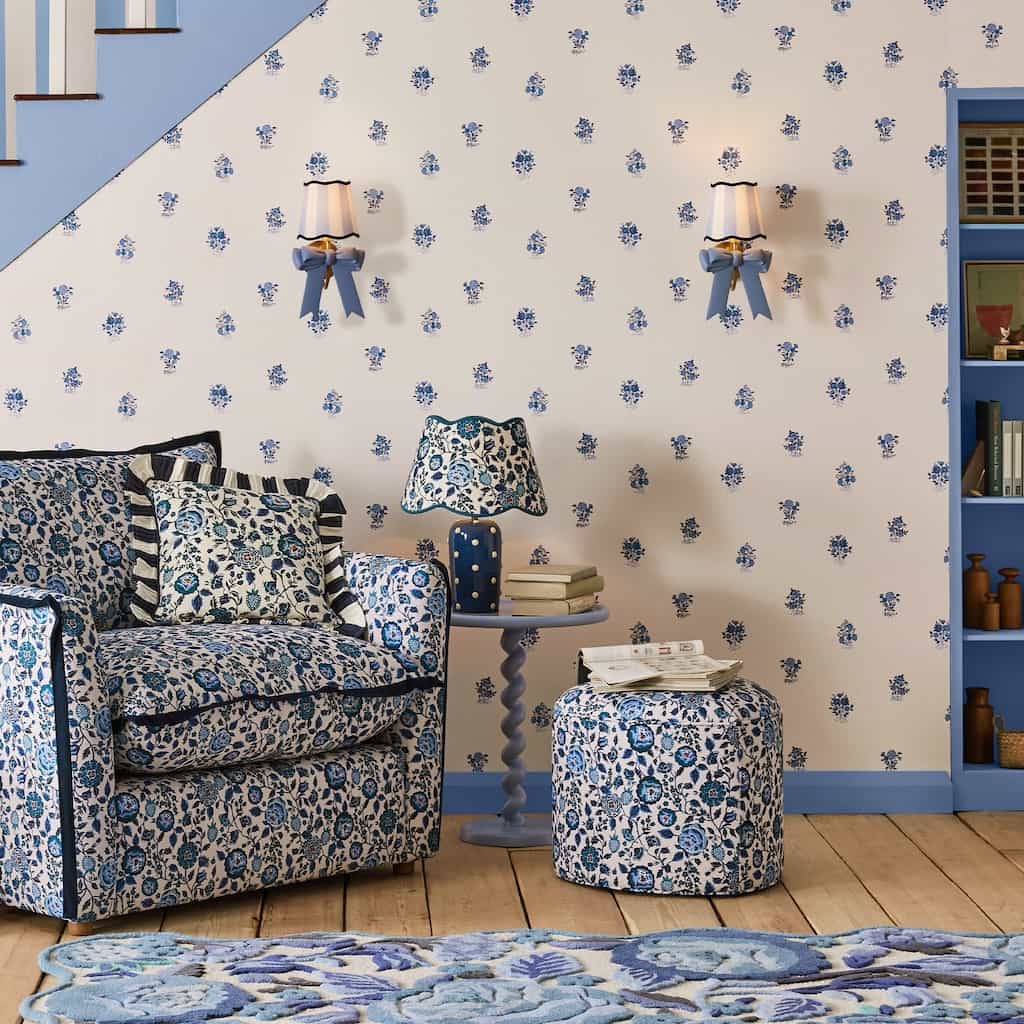 - Cath Kidston Kingdom Posey Blue Wallpaper - 125529 - Decor Warehouse