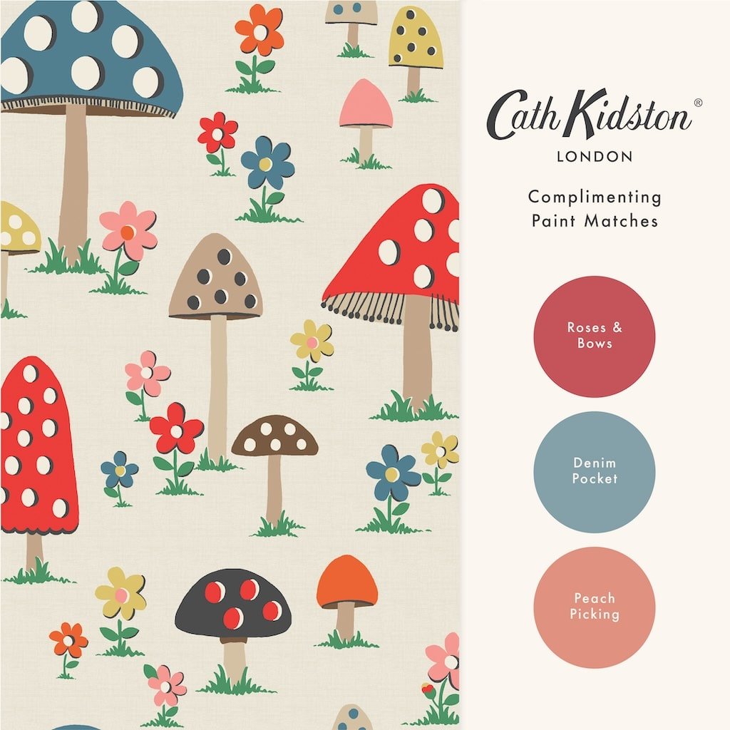 - Cath Kidston Mushrooms Multi Wallpaper - 131435 - Decor Warehouse