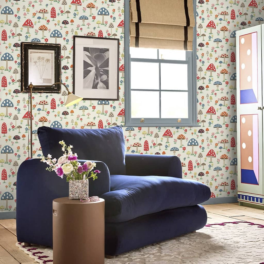 131435 - Cath Kidston Wallpaper - Cath Kidston Mushrooms Multi Wallpaper - Decor Warehouse